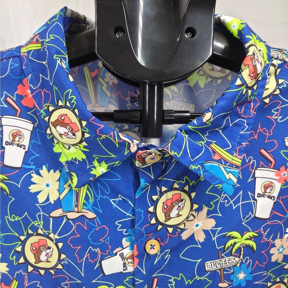 Buc-ee's Tropical Camper Button Down Shirt Size 3XL Beaver Palm Trees Surf‎